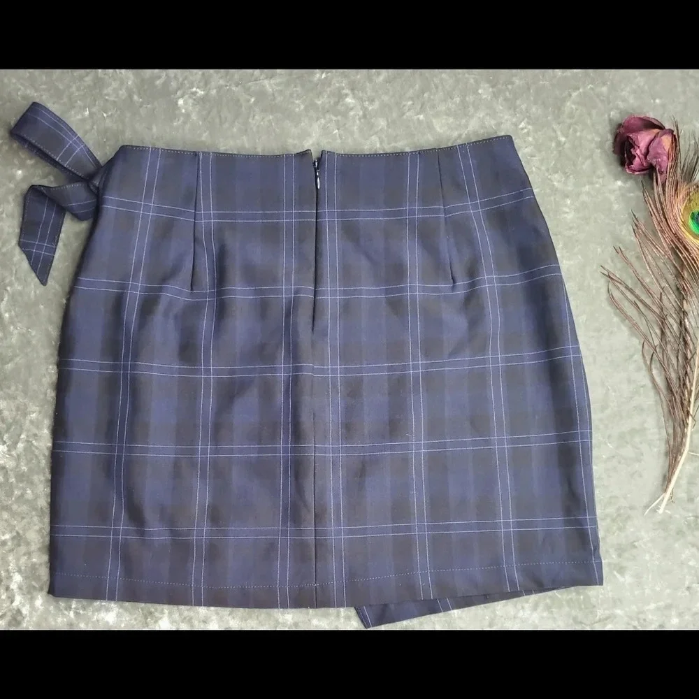 Express Wrap Plaid Skirt